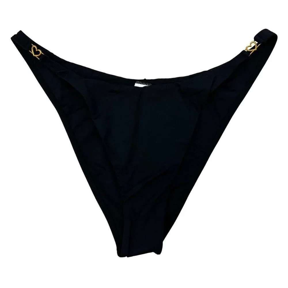 L*Space Women’s Ziggy Bikini Bottom Bitsy Cut Black Size XL New